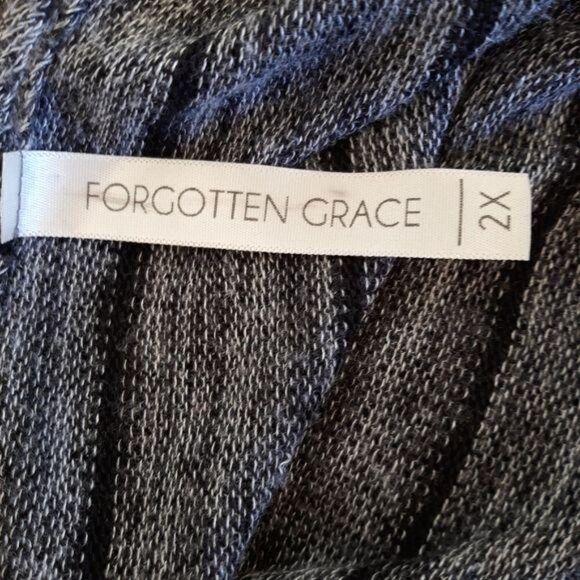 Forgotten Grace Open Waterfall Striped Lightweight Cardigan Gray Black Sz 2X - Picture 3 of 10